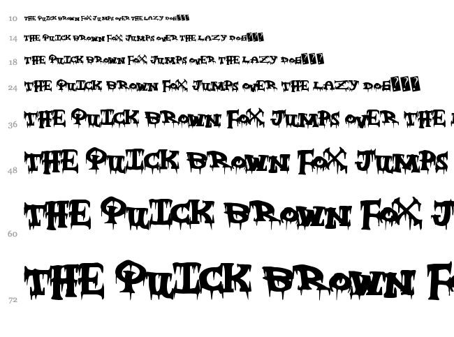 Freaky Night font waterfall
