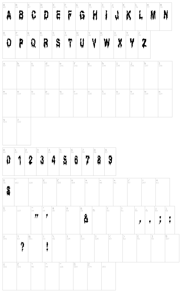 Ghost Bayou font map