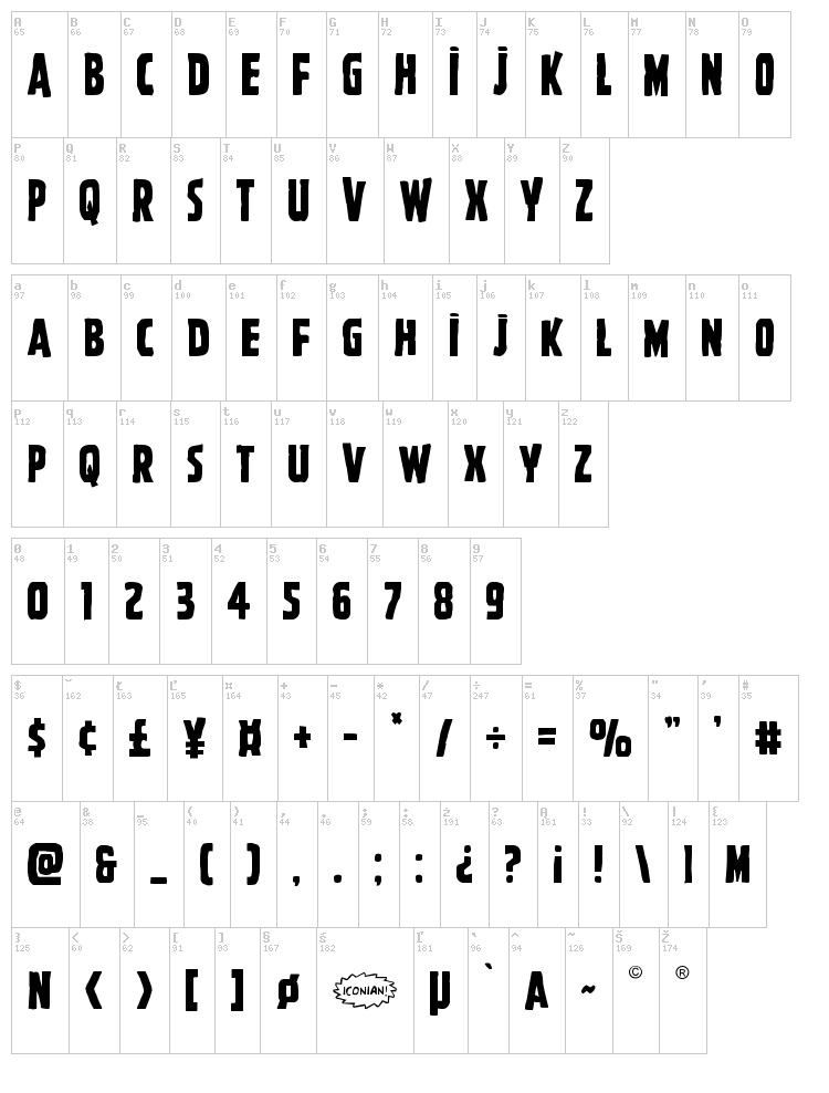 Ghoulish Intent font map