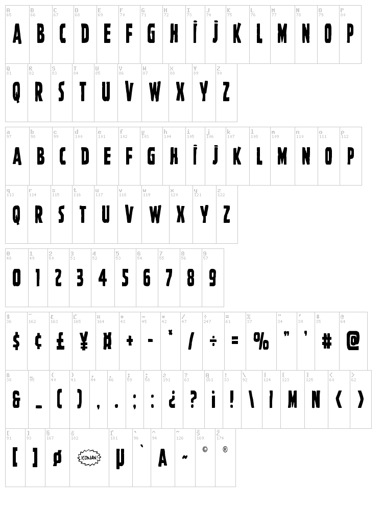 Ghoulish Intent font map