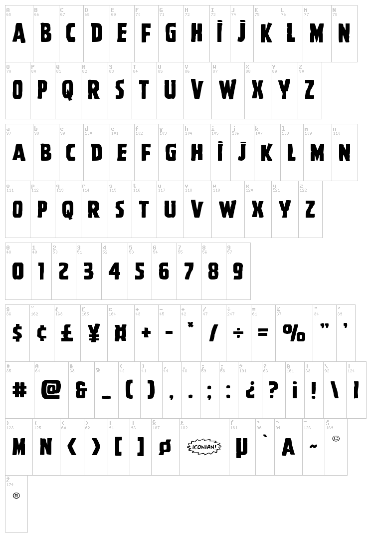 Ghoulish Intent font map