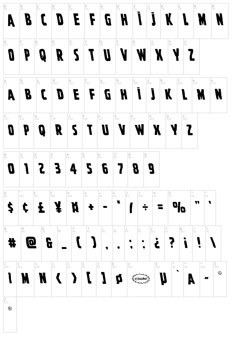 Ghoulish Intent font map