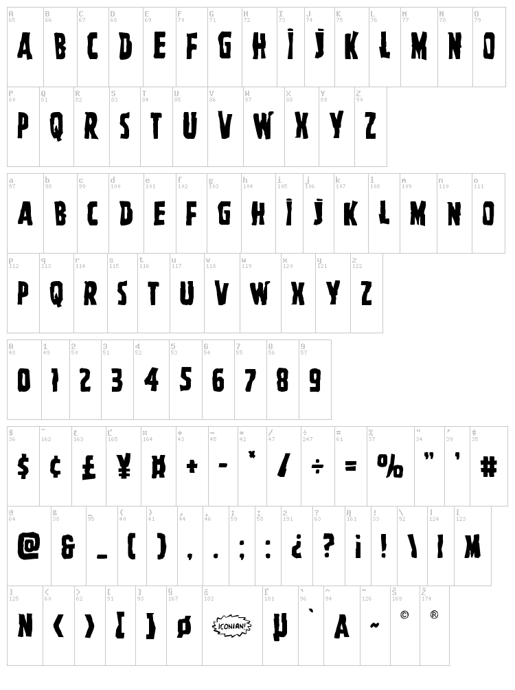 Ghoulish Intent font map