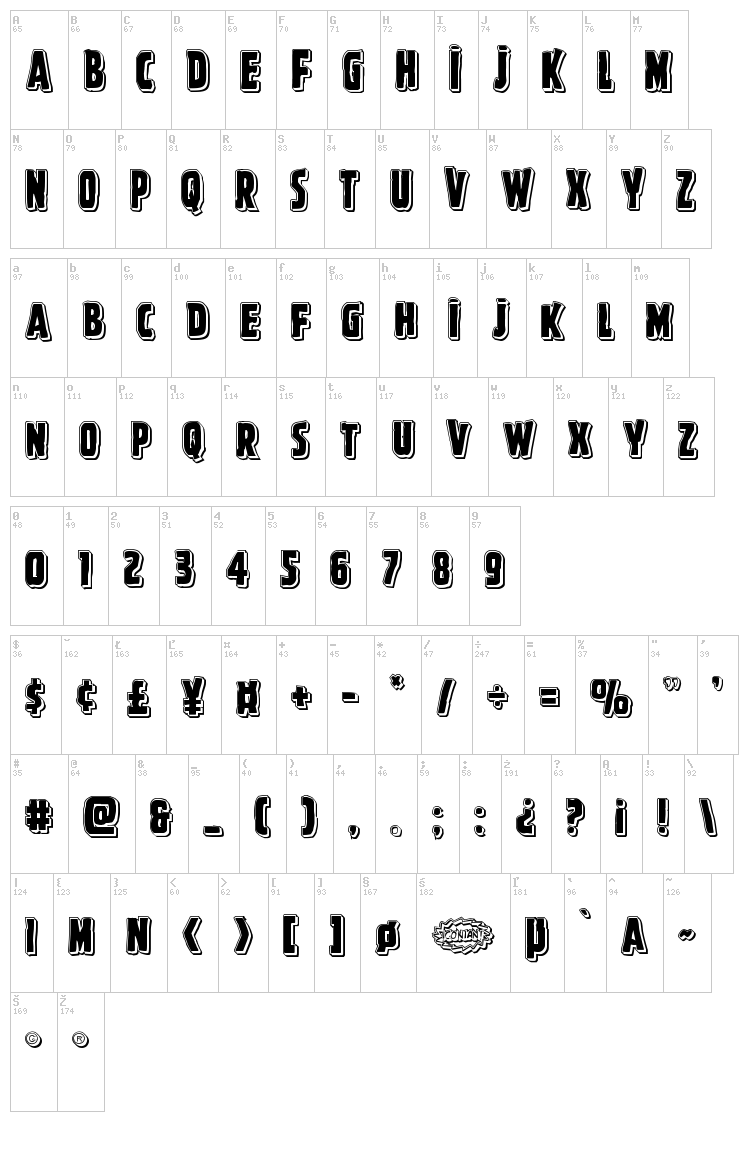 Ghoulish Intent font map