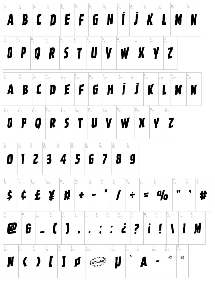 Ghoulish Intent font map