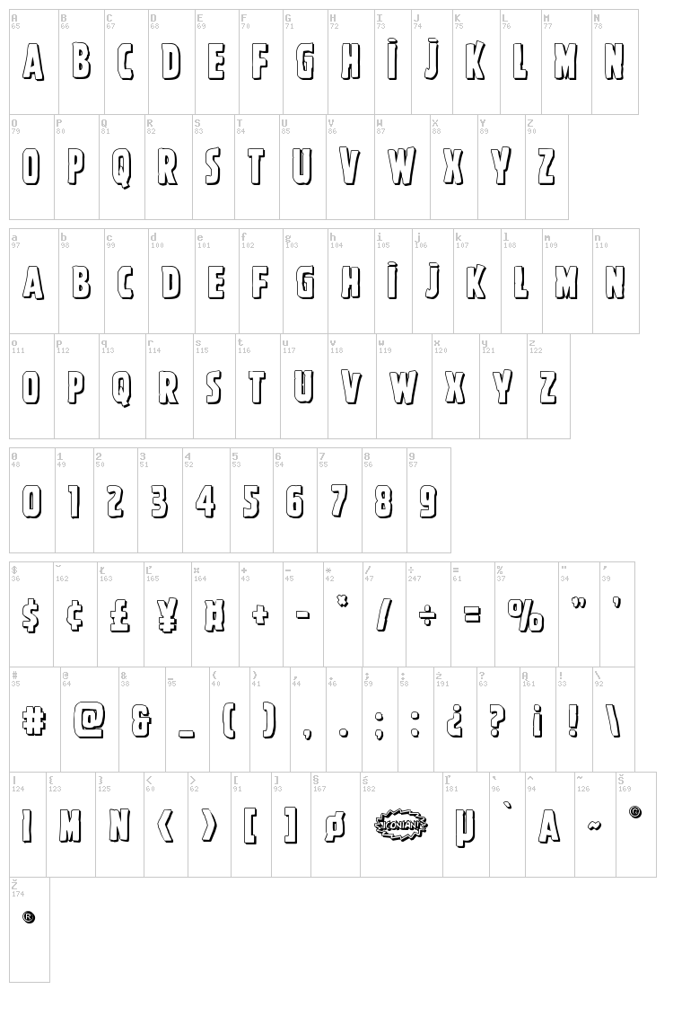 Ghoulish Intent font map
