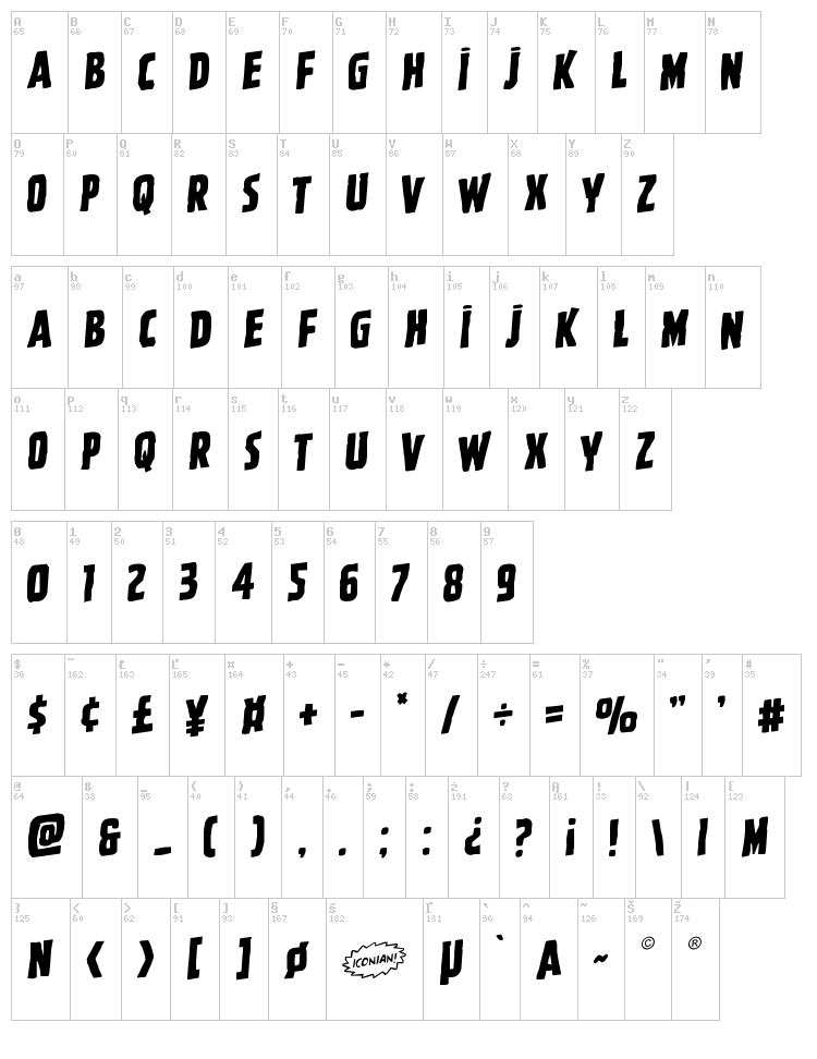 Ghoulish Intent font map