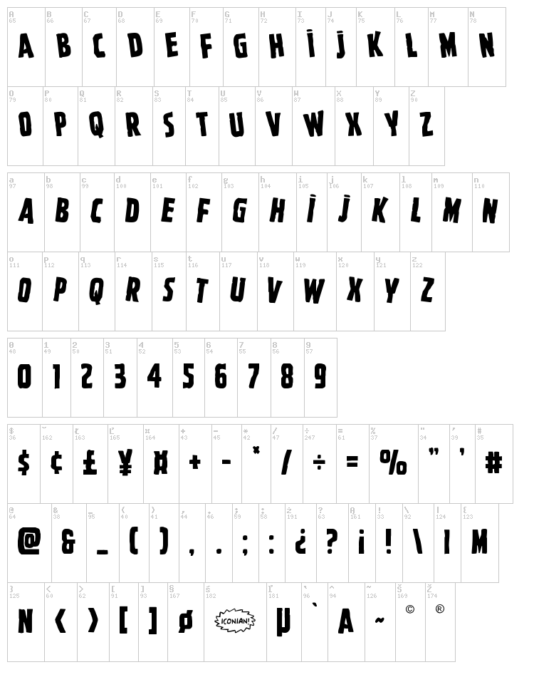 Ghoulish Intent font map