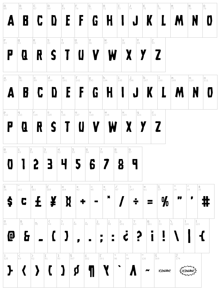 Grim Ghost font map