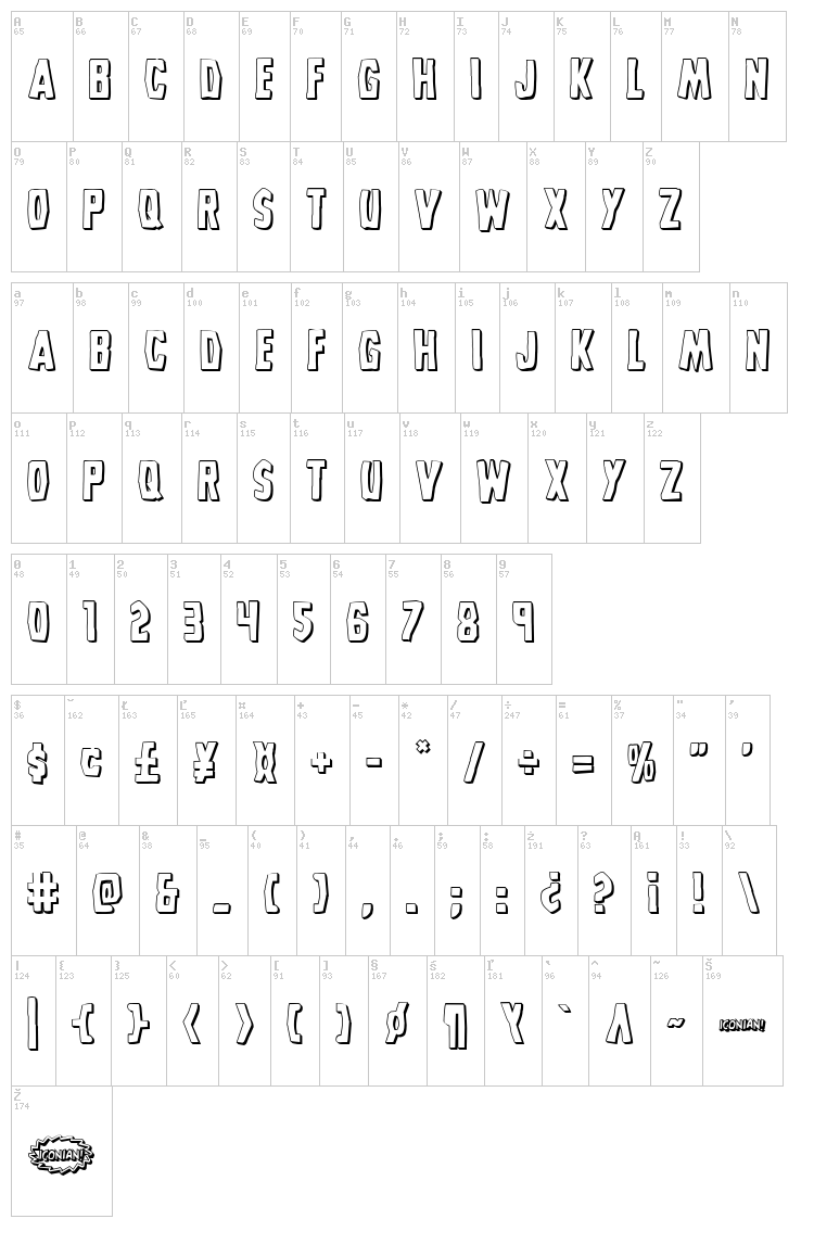 Grim Ghost font map