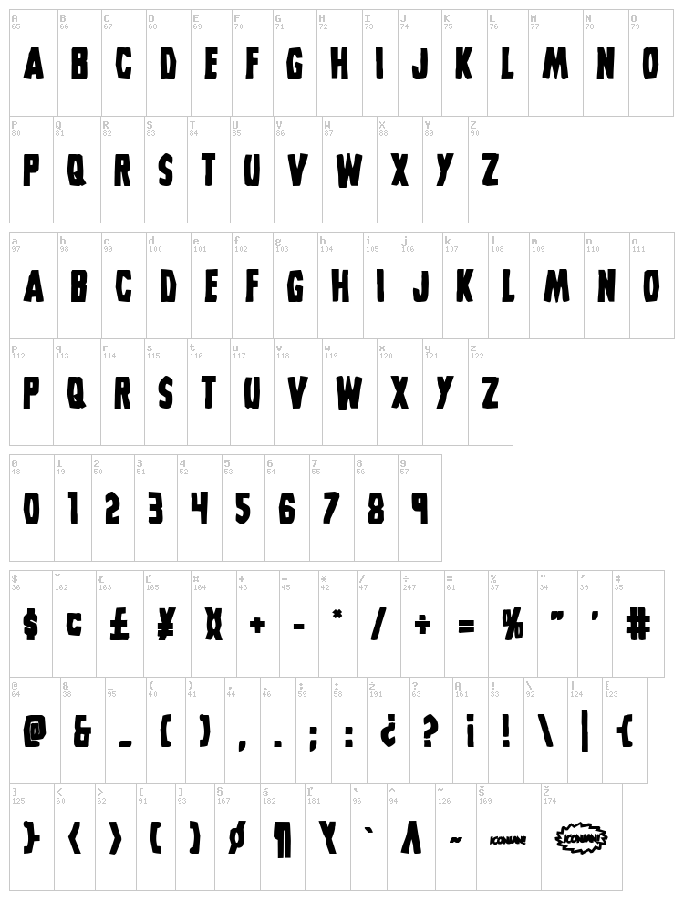 Grim Ghost font map