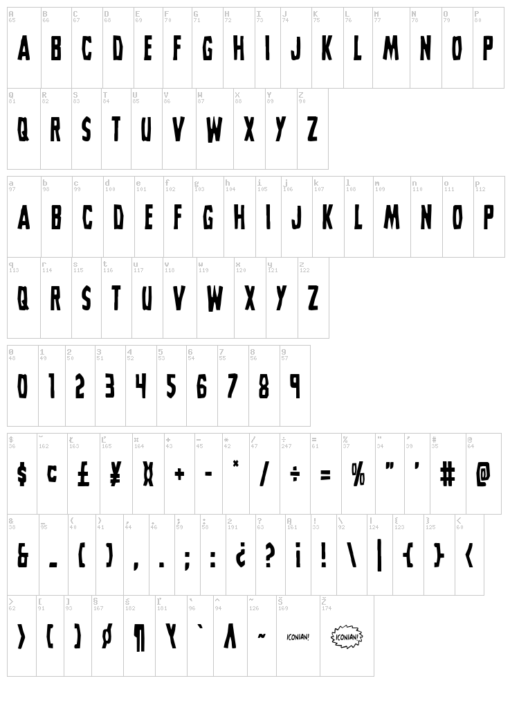 Grim Ghost font map