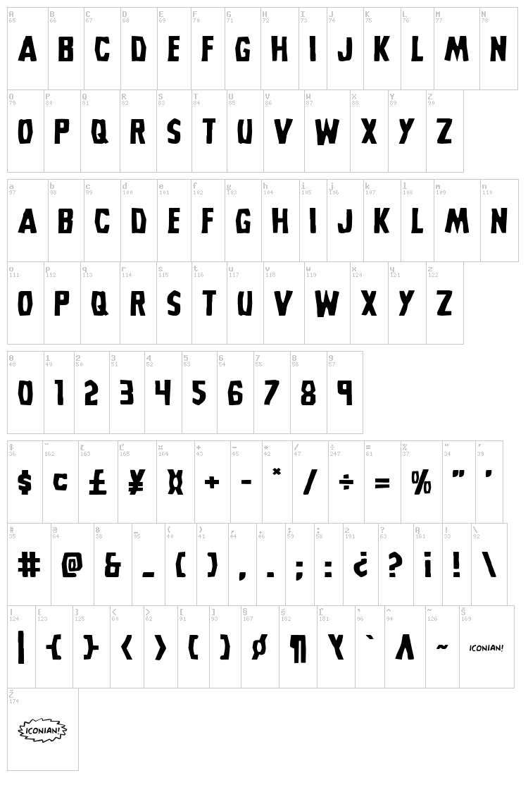 Grim Ghost font map