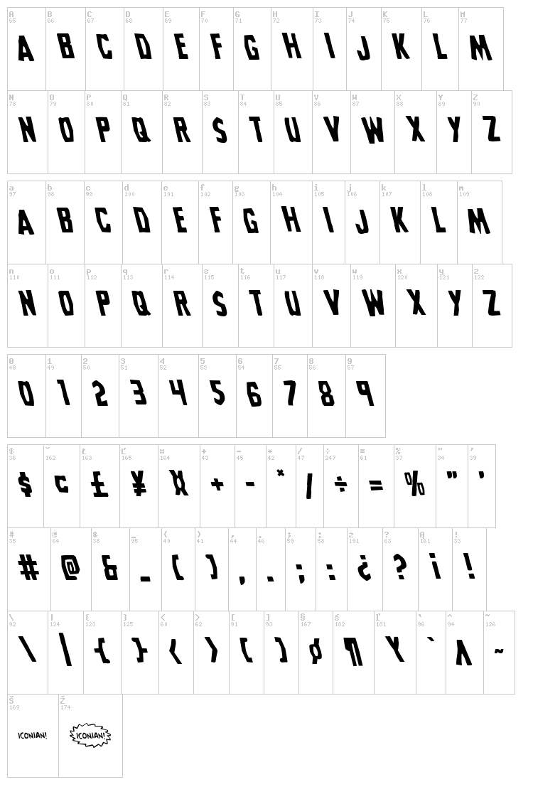 Grim Ghost font map