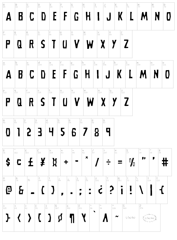Grim Ghost font map