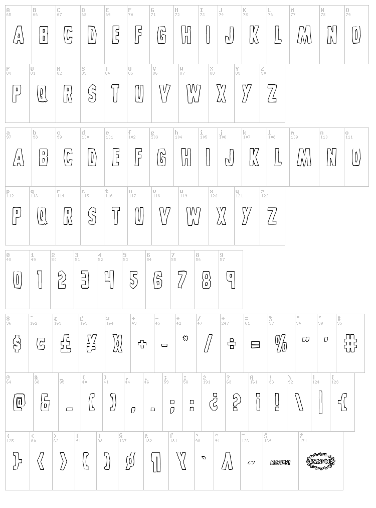 Grim Ghost font map