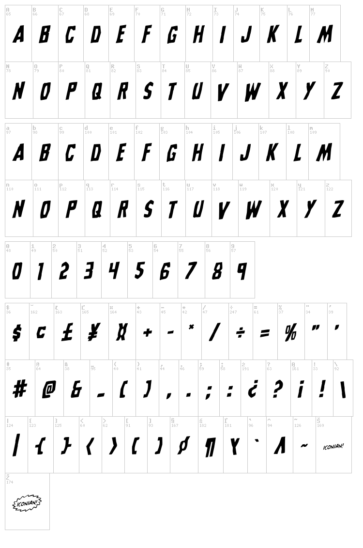 Grim Ghost font map