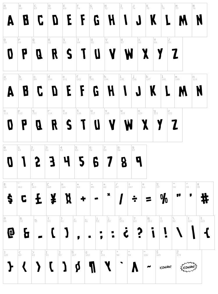 Grim Ghost font map