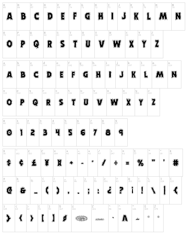Horroween font map