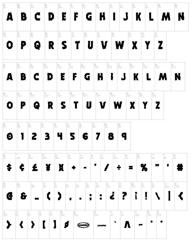 Horroween font map