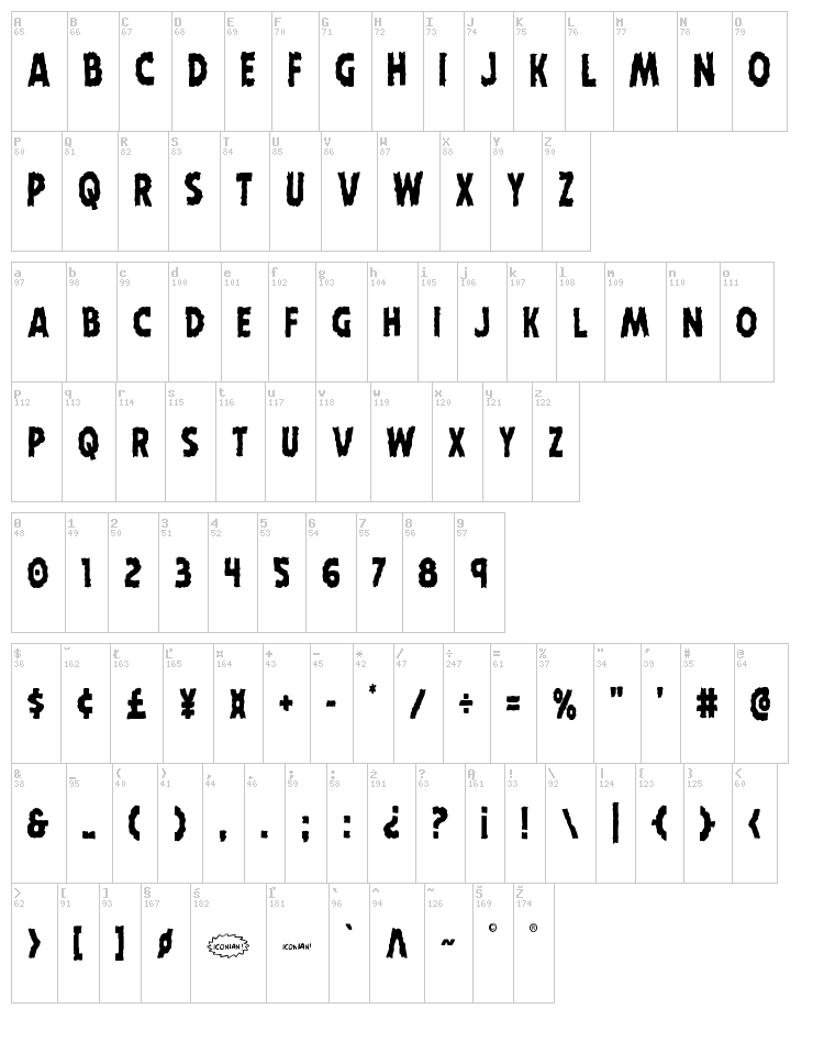 Horroween font map
