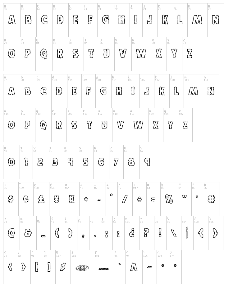 Horroween font map