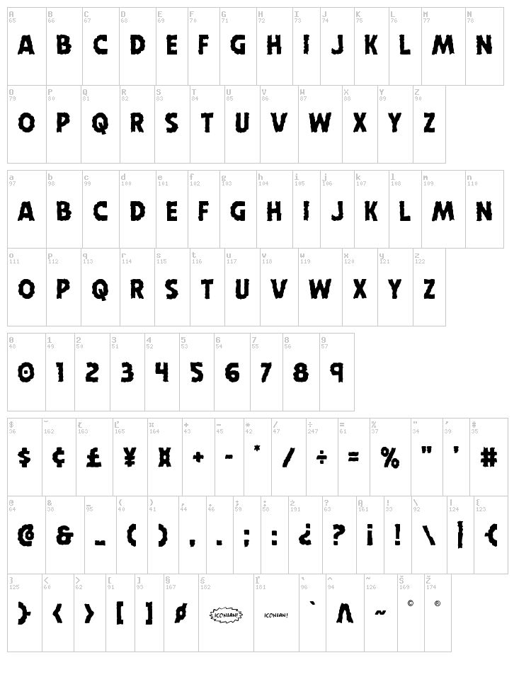 Horroween font map
