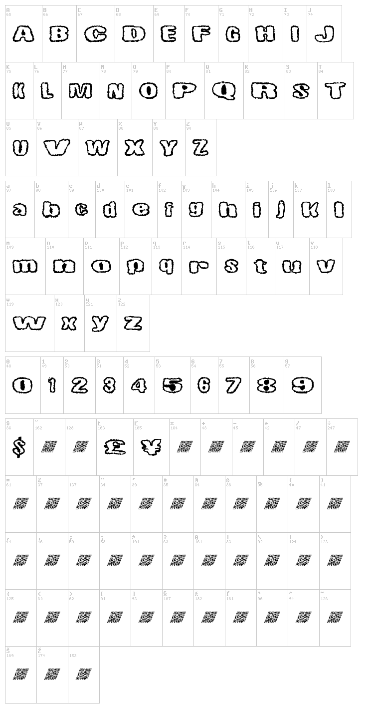 Little Spooky font map
