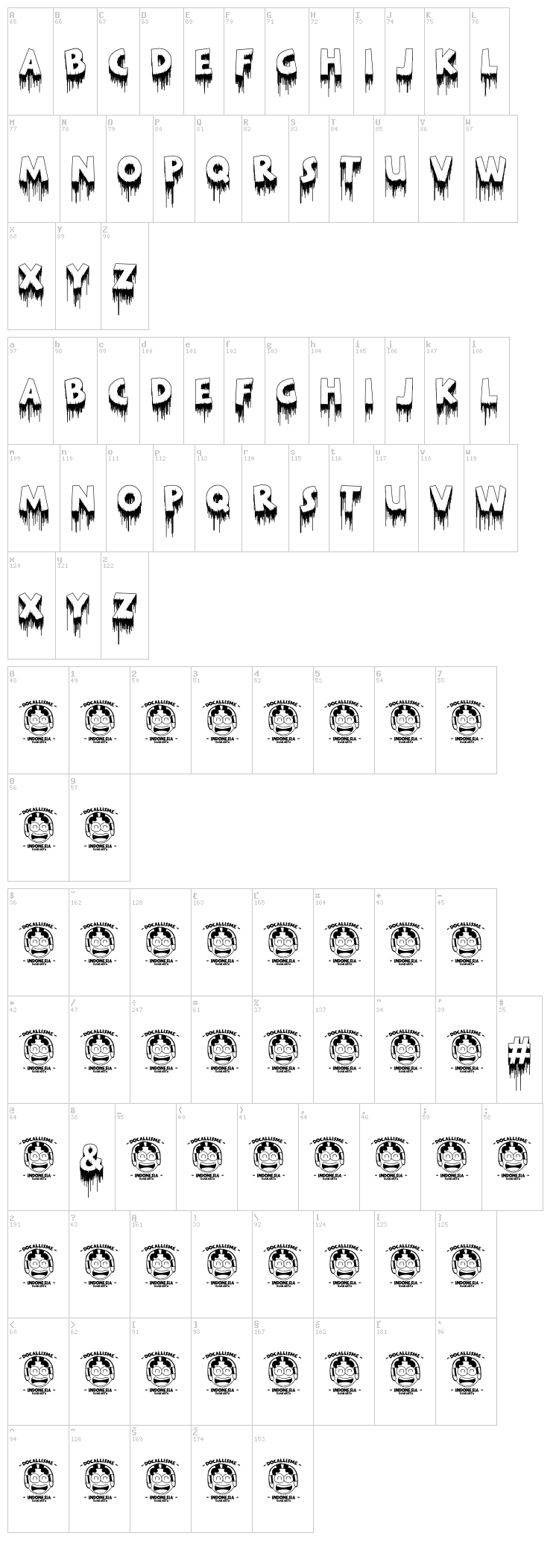 Merdeka font map