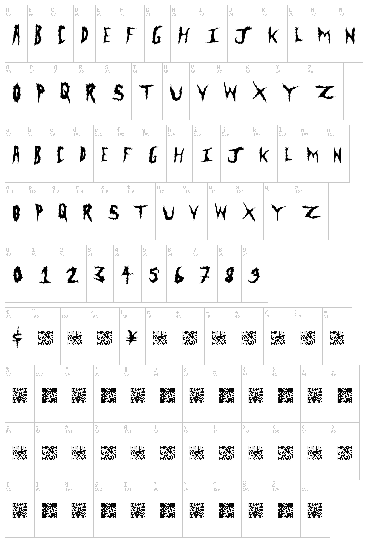 Metal Clash font map