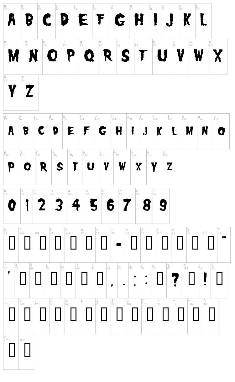 Misfits font map