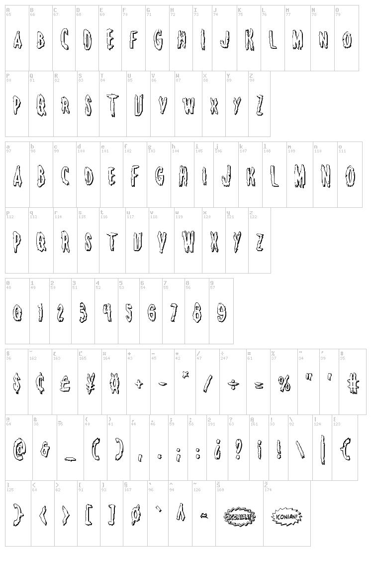 Monsterama font map