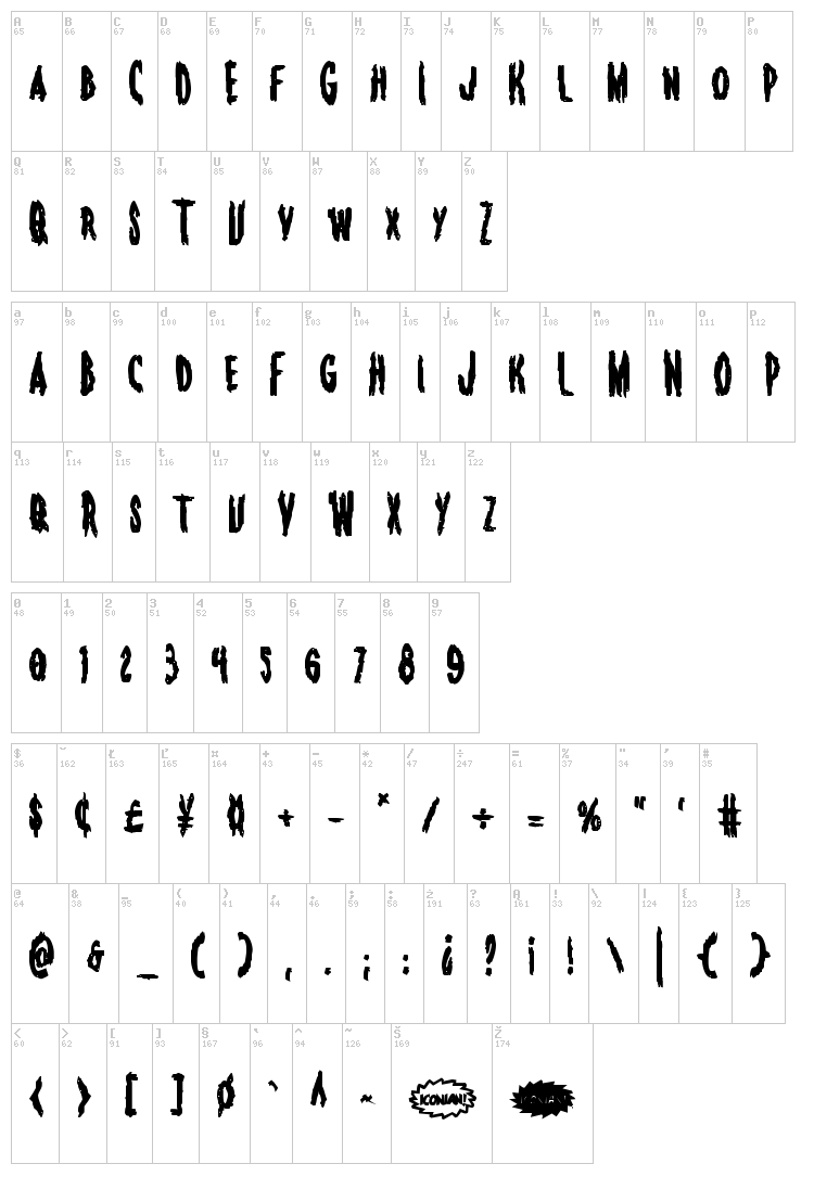 Monsterama font map