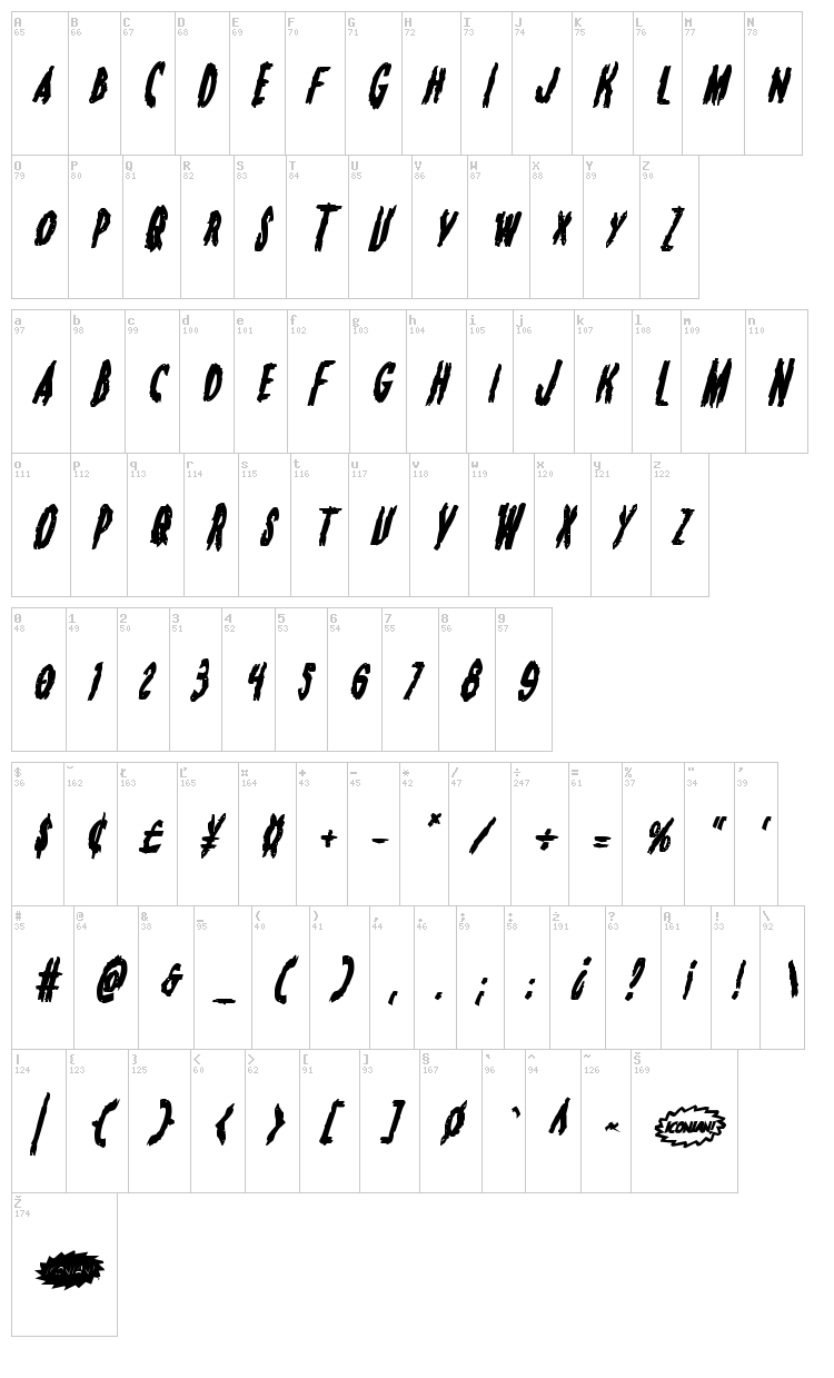 Monsterama font map