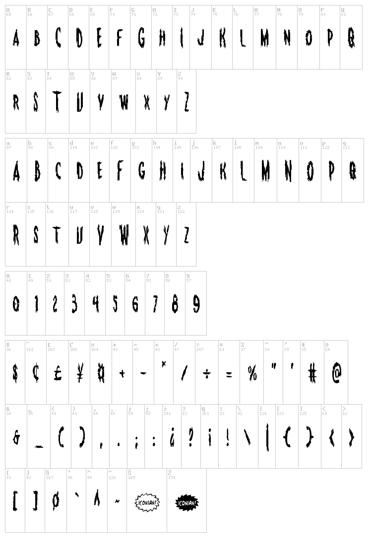 Monsterama font map