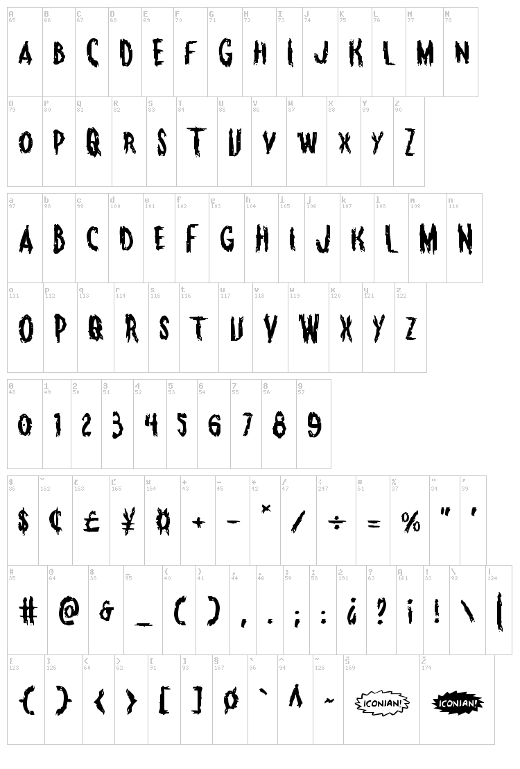 Monsterama font map