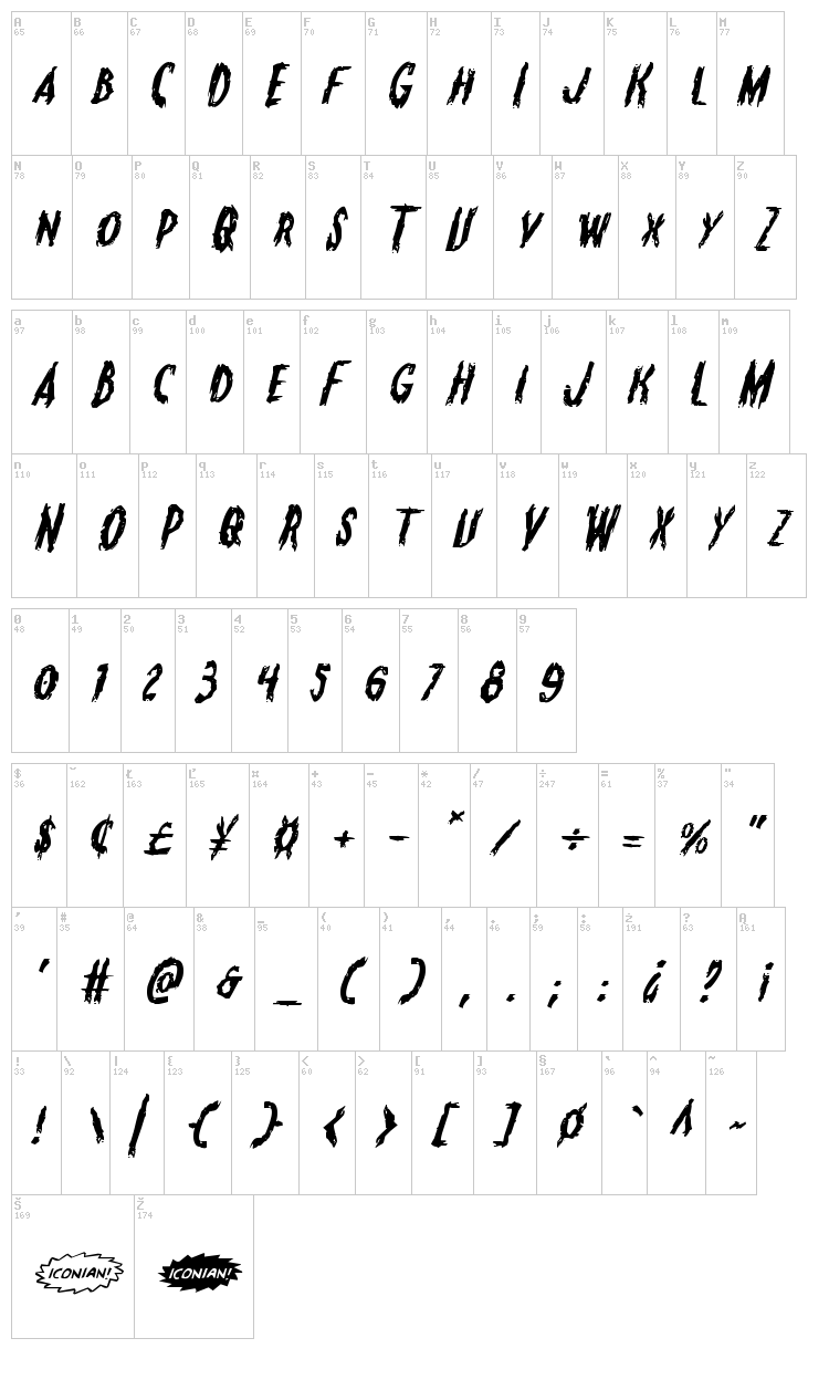 Monsterama font map