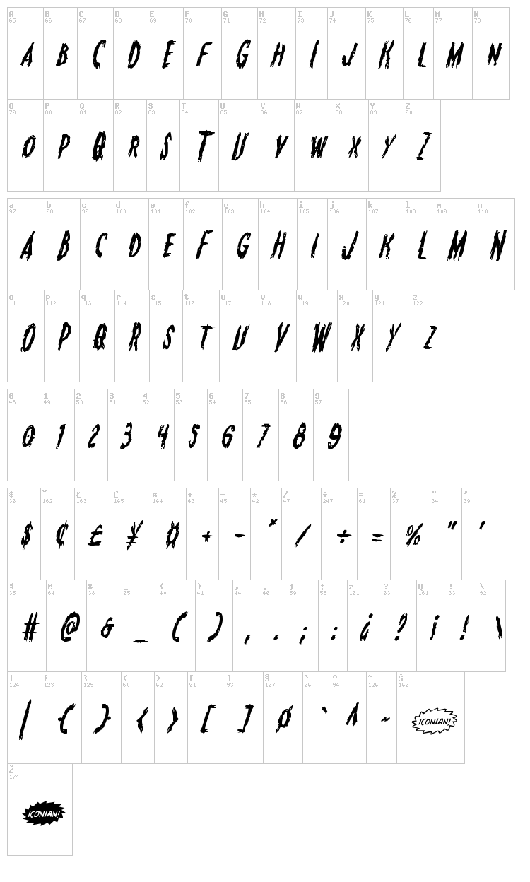 Monsterama font map