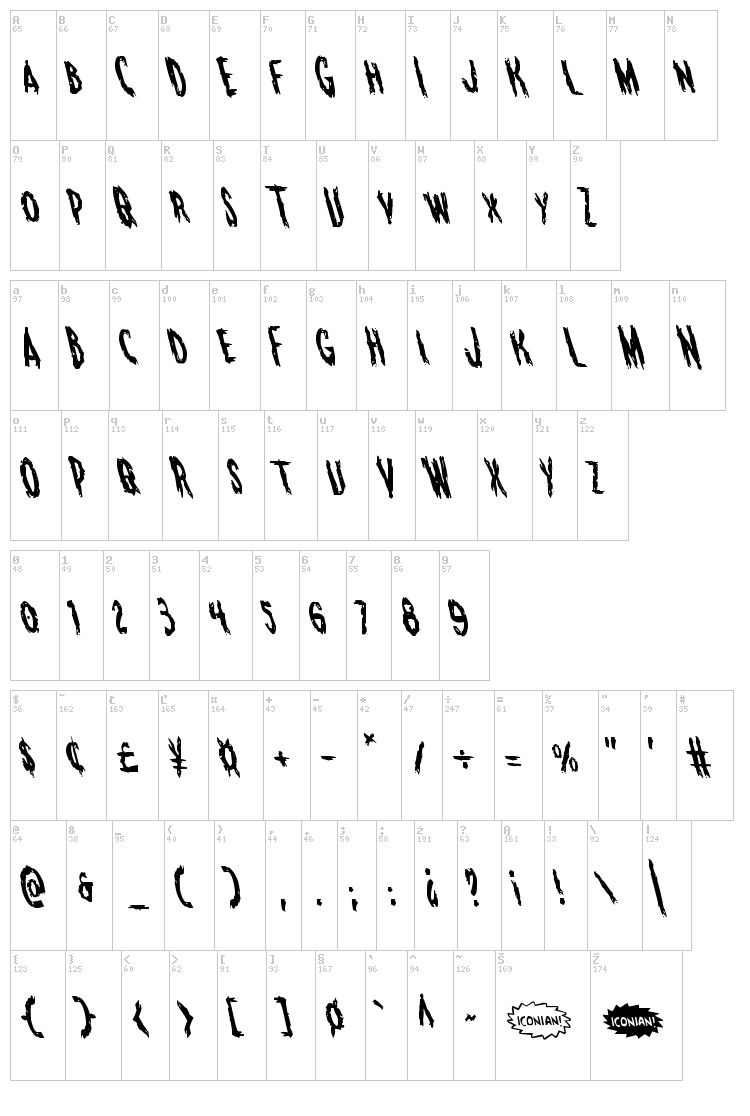 Monsterama font map