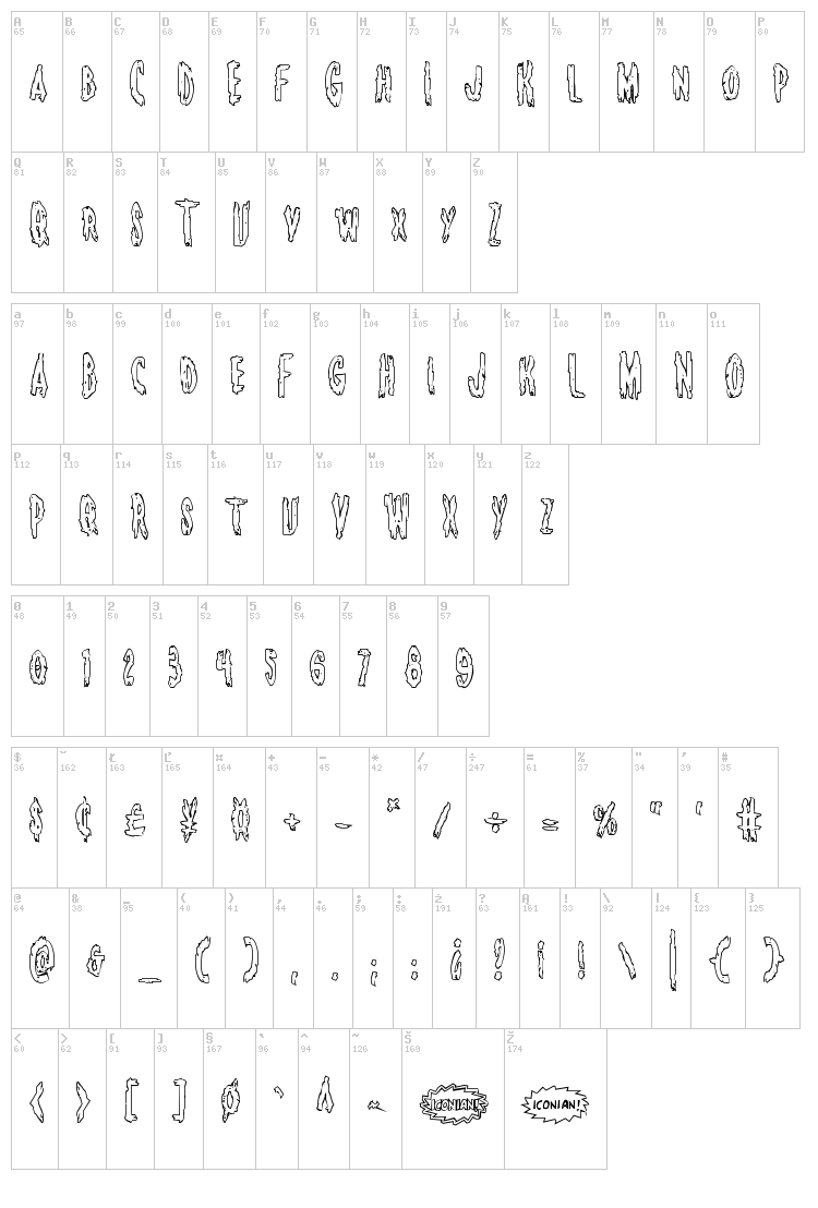 Monsterama font map