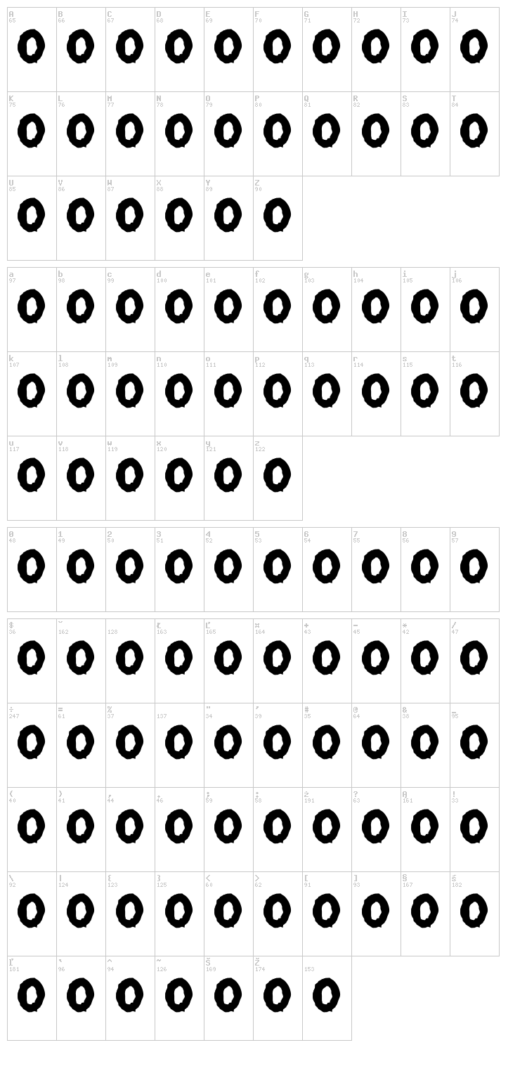 Monstruo Jedagraphicx font map