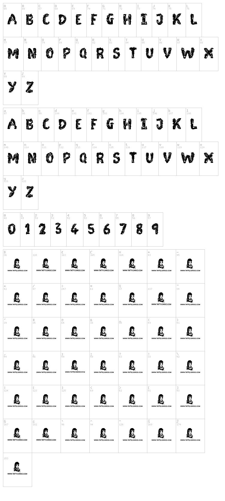 Moonstreet font map