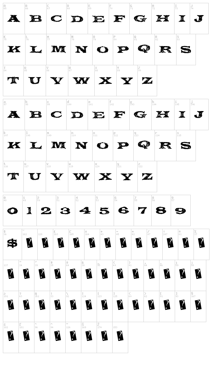 Mystery Forest font map