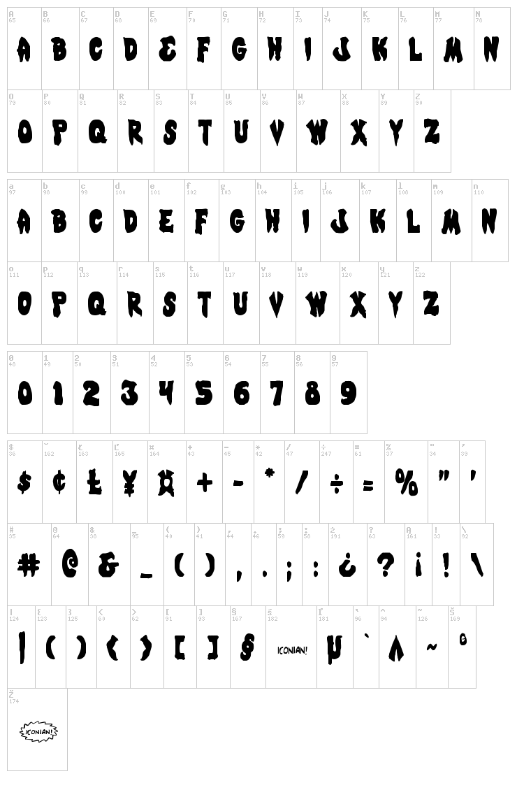 Mystic Singler font map