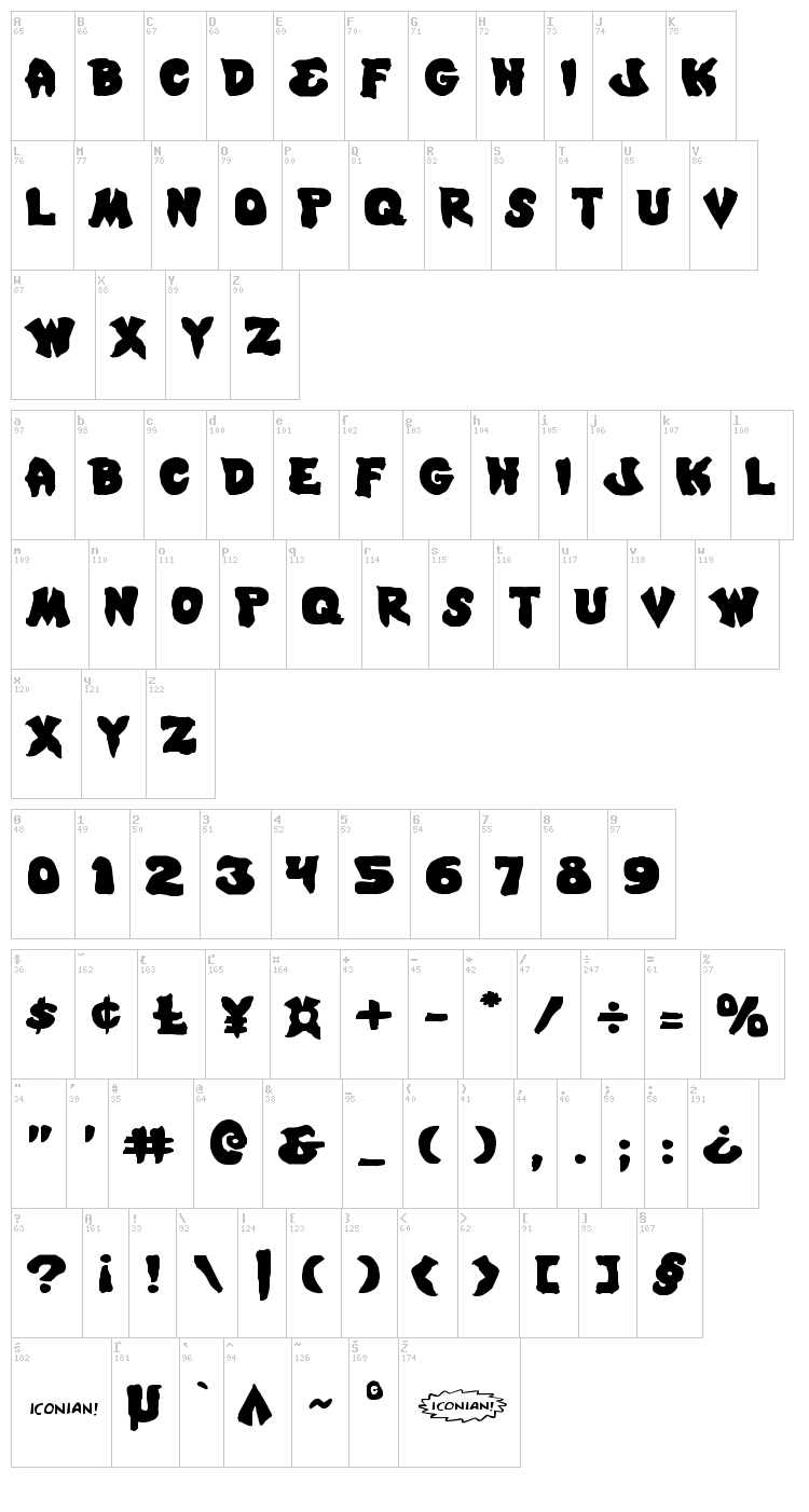 Mystic Singler font map