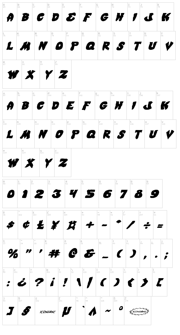 Mystic Singler font map