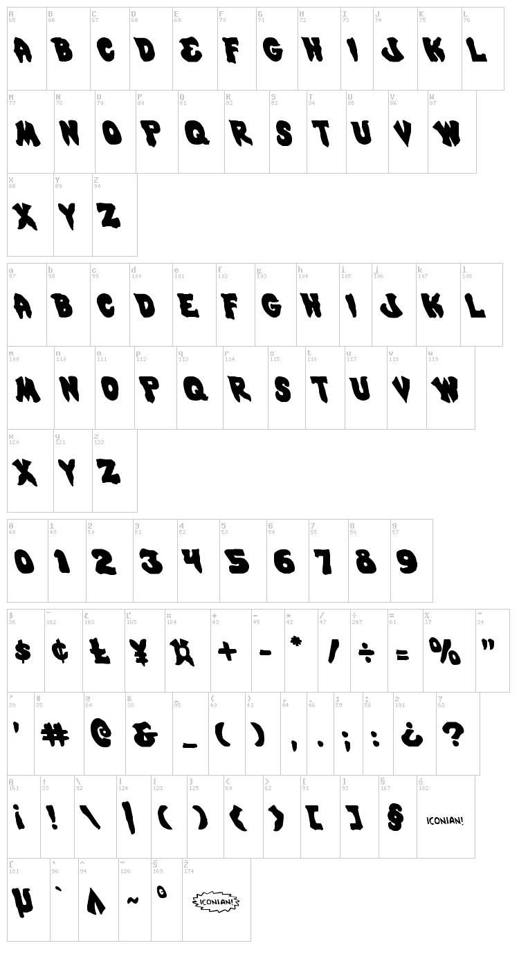 Mystic Singler font map