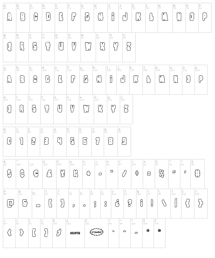 Nobody's Home font map