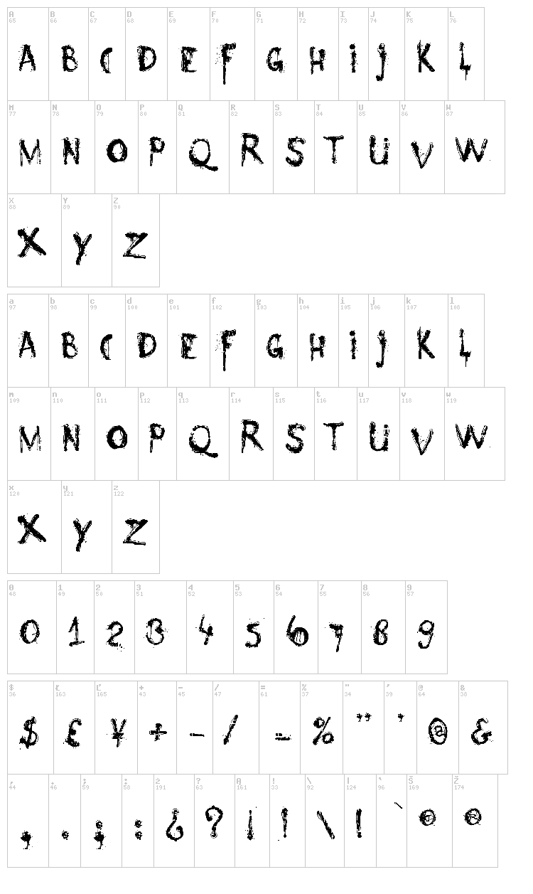 Nyctophobia font map