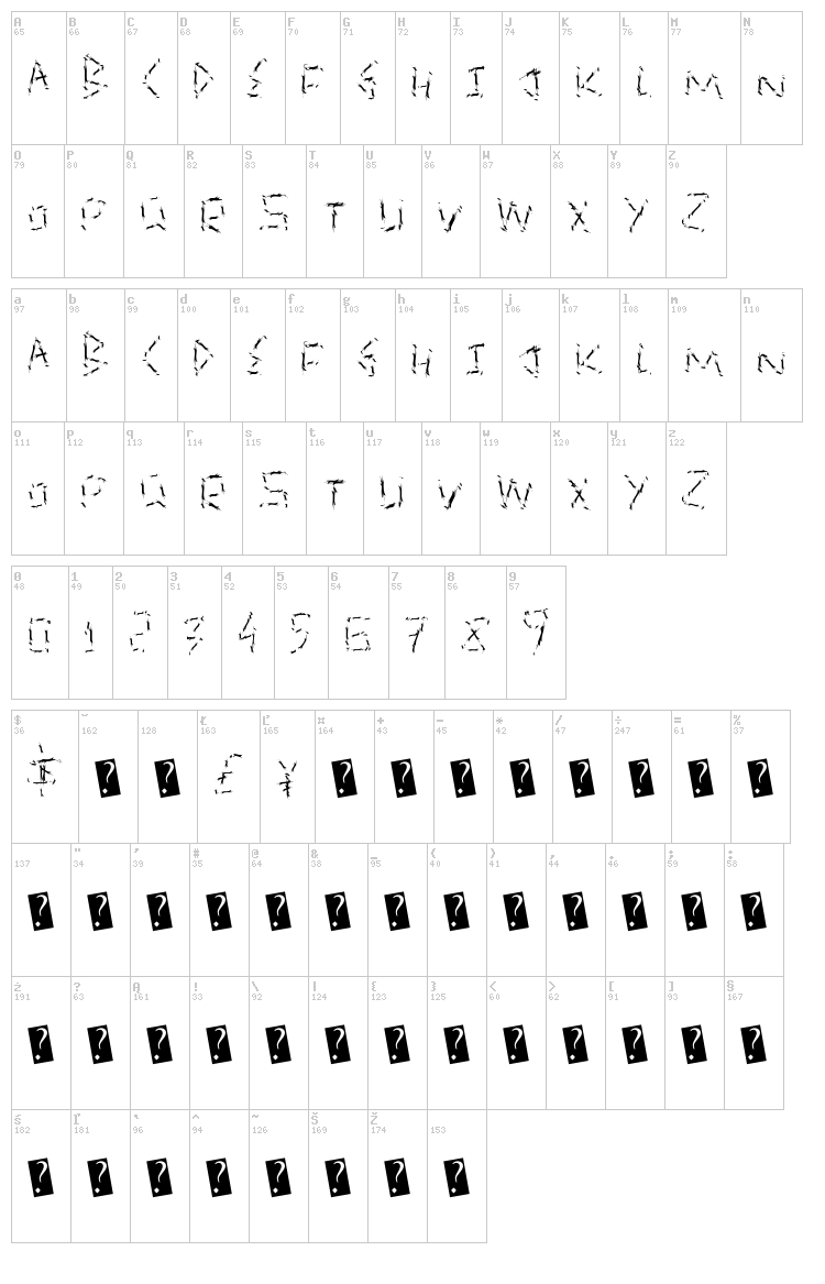 Quick Slash font map